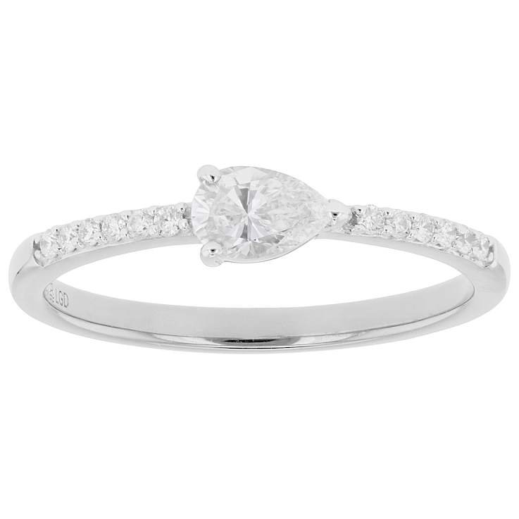 Pear And Round Lab-Grown Diamond Band Ring In Sterling Silver 0.40ctw