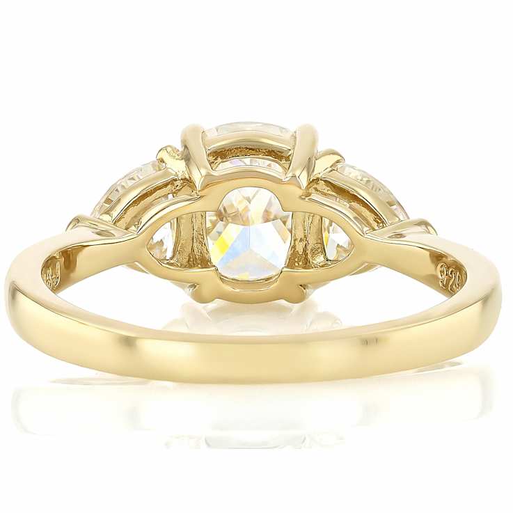 Diamond Simulant Elongated Band Ring In 18K Gold Over Sterling Silver 3.26ctw