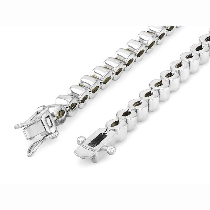 Oval Peridot Tennis Bracelet In Sterling Silver 7.40ctw