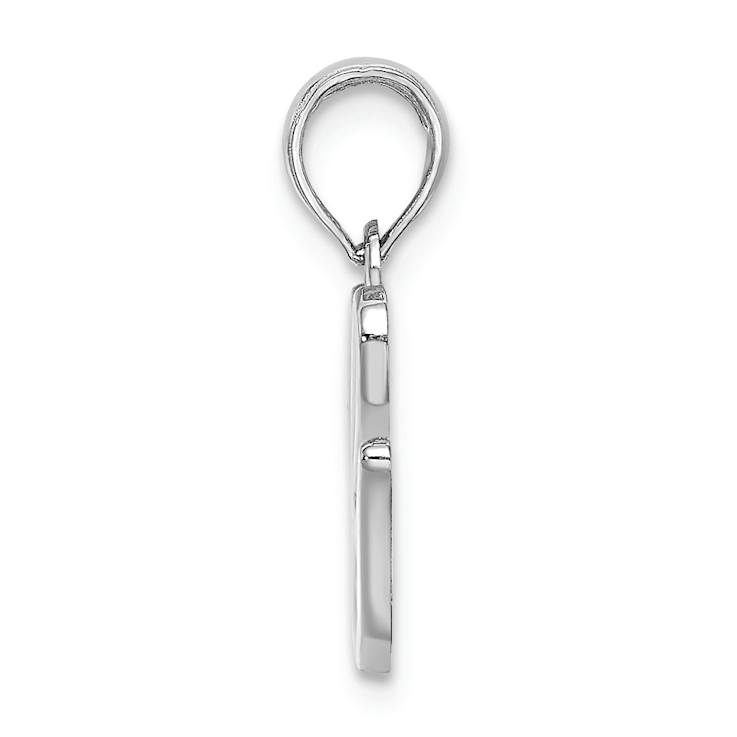 Rhodium Over 14k White Gold Polished Script Letter G Initial Pendant
