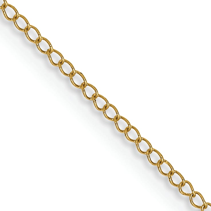 14k Yellow Gold 0.5mm Solid Curb 24 Inch Chain