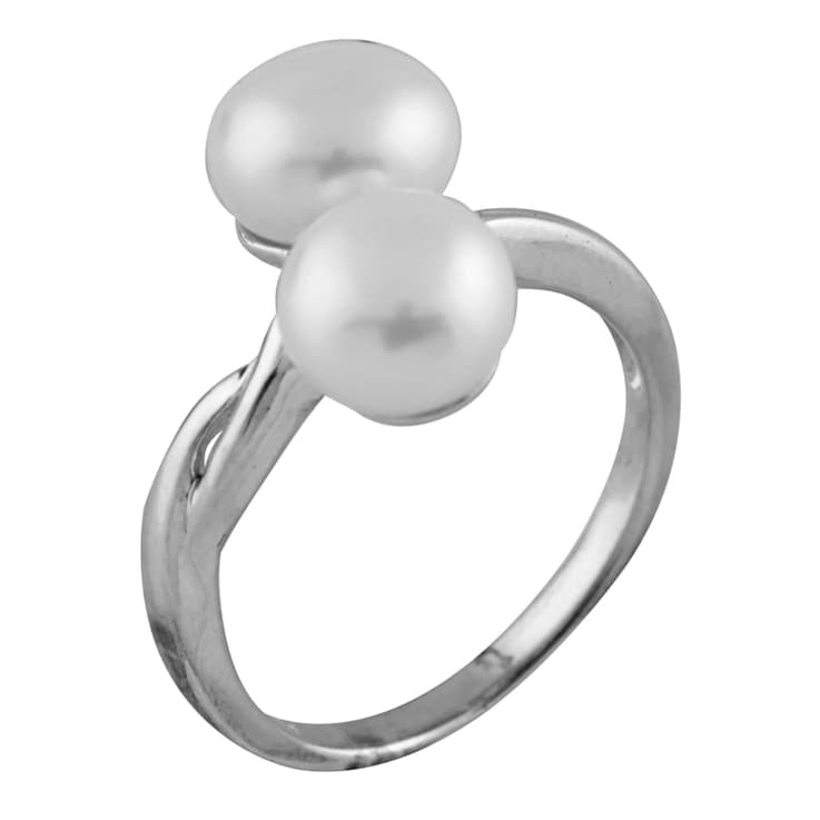Freshwater Pearl Bypass Ring In Sterling Silver