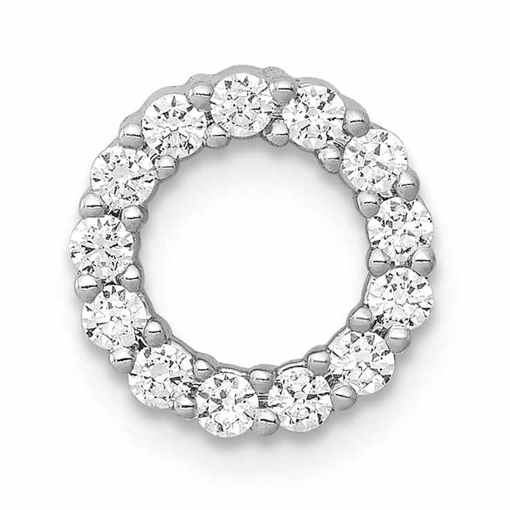 Rhodium Over 10k White Gold 0.26 ctw Diamond Circle Chain Slide Pendant