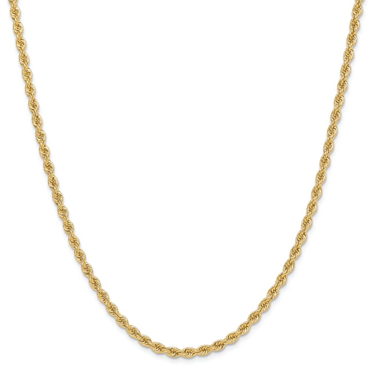 14k Yellow Gold 3.3mm Solid Rope 20 Inch Chain