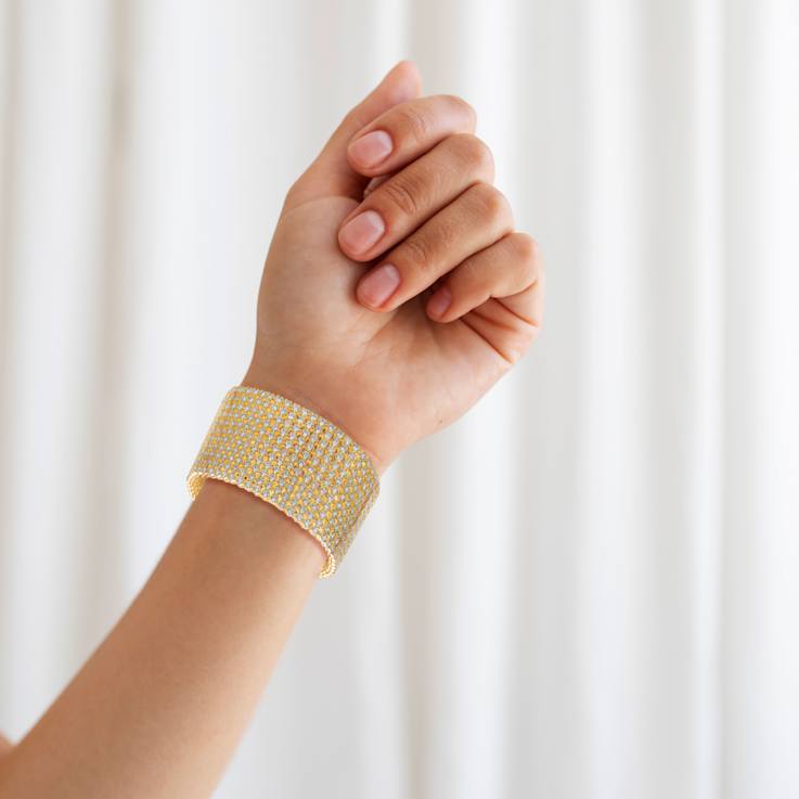 CZ Mesh Link Bracelet In 14K Gold Over Brass