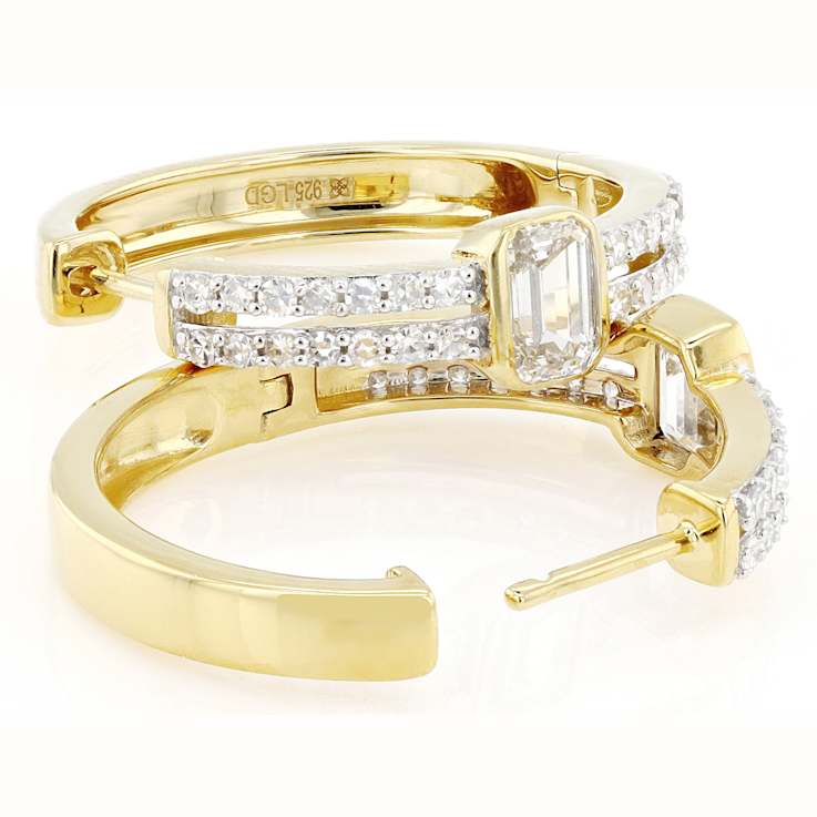 Refined Lab-Grown Diamond Emerald-Cut And Round Two-Stone Ring In 14K
Gold Over Sterling Silver