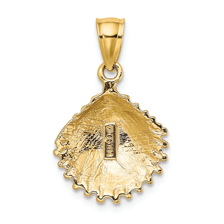 10K Yellow Gold Textured Scallop Shell Charm
