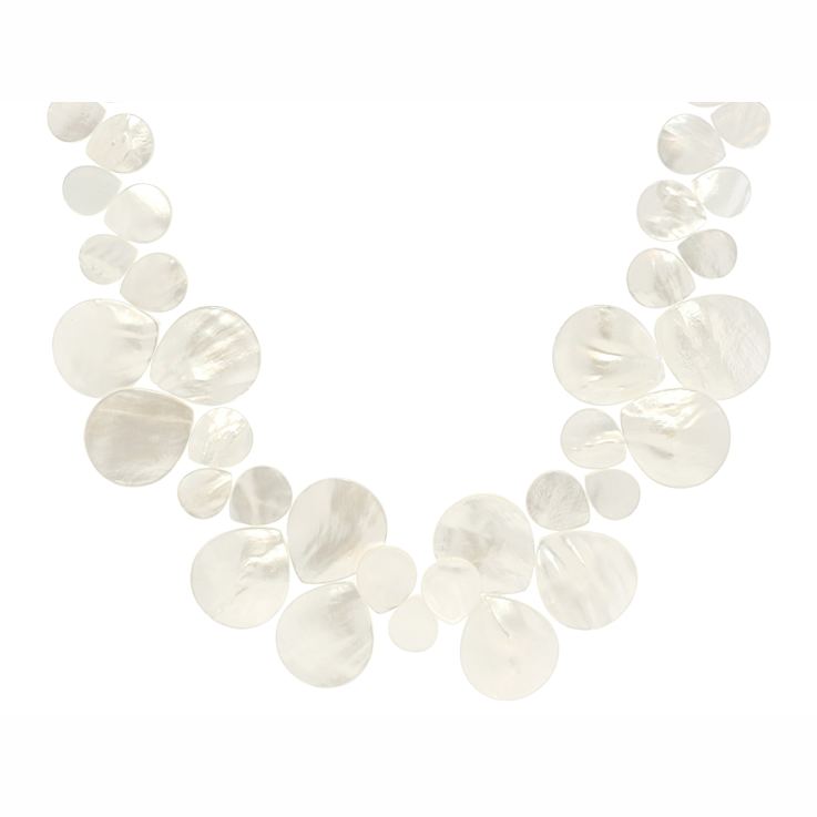Iridescent Mother-Of-Pearl Statement Necklace In Sterling Silver