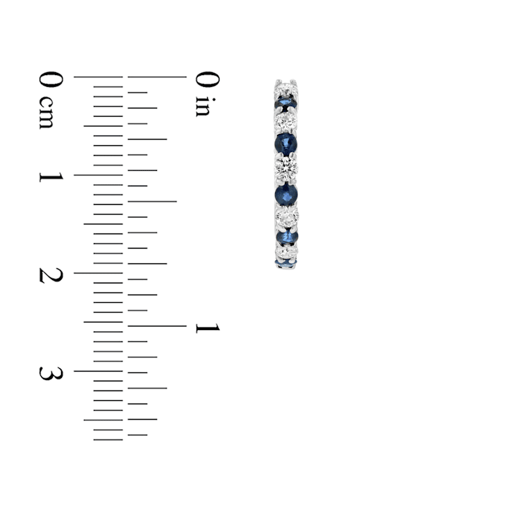 1.35ctw Sapphire and Diamond Hoop Earrings in 14k White Gold