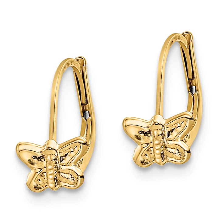 14K Yellow Gold Polished Butterfly Leverback Earrings - 1385BA