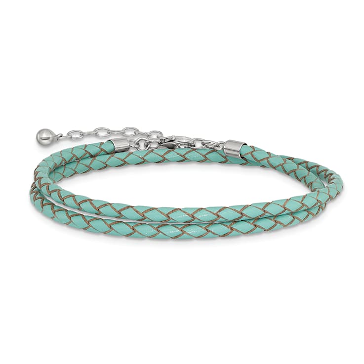 Teal Leather 14" with 2" Extension Choker or Wrap Bracelet