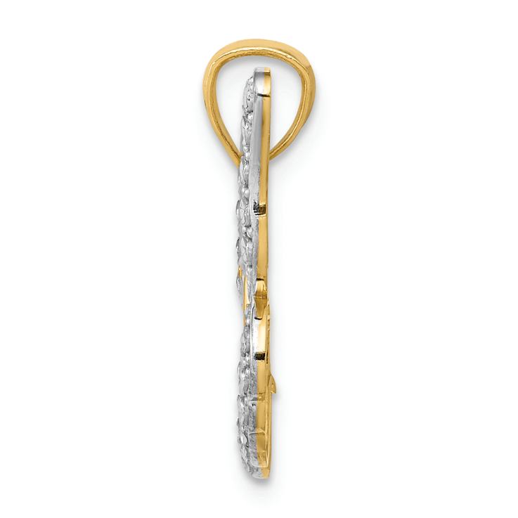 14k Two-tone Gold  Diamond-Cut Polished Open Butterfly Pendant