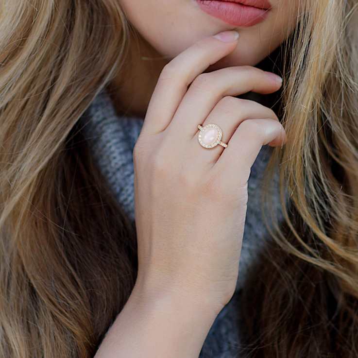 Moonstone and Diamond 14K Yellow Gold Ring 3.02ctw