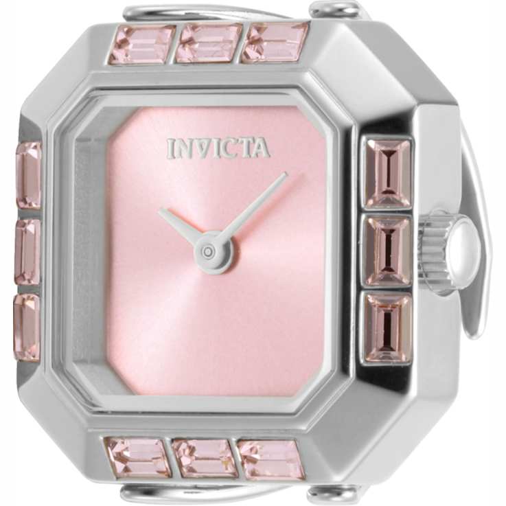 Invicta Mini 21.5mm Pink Dial Stainless Steel Band Quartz Ring Watch