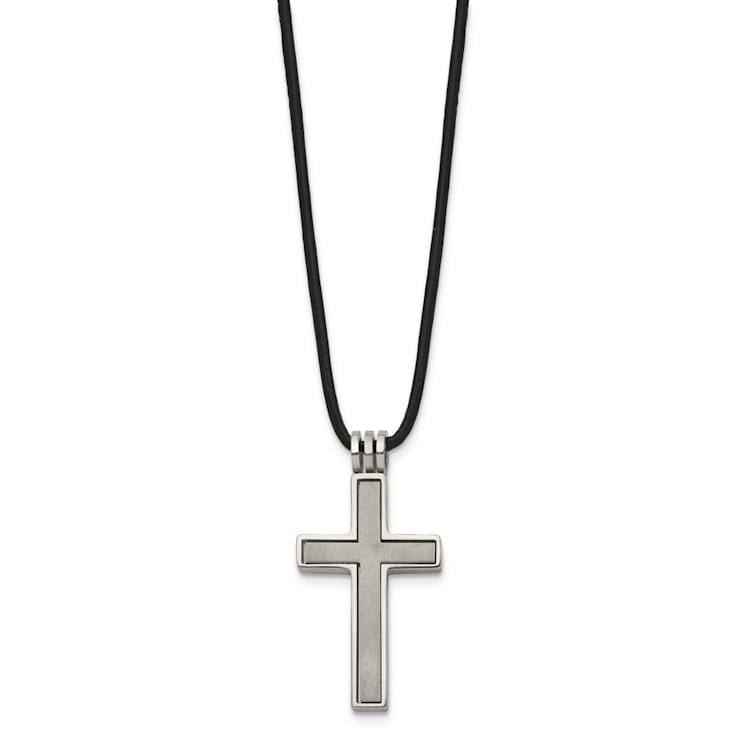 Men's Cross Pendant With Chain In Titanium