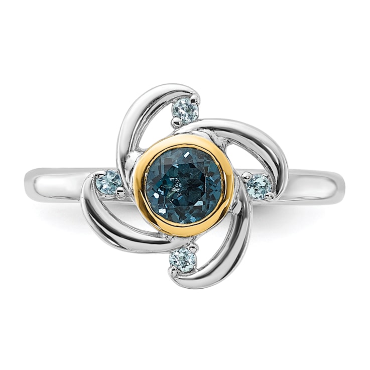 Rhodium Over Sterling Silver with 14K Accent London Blue Topaz and Swiss
Blue Topaz Ring