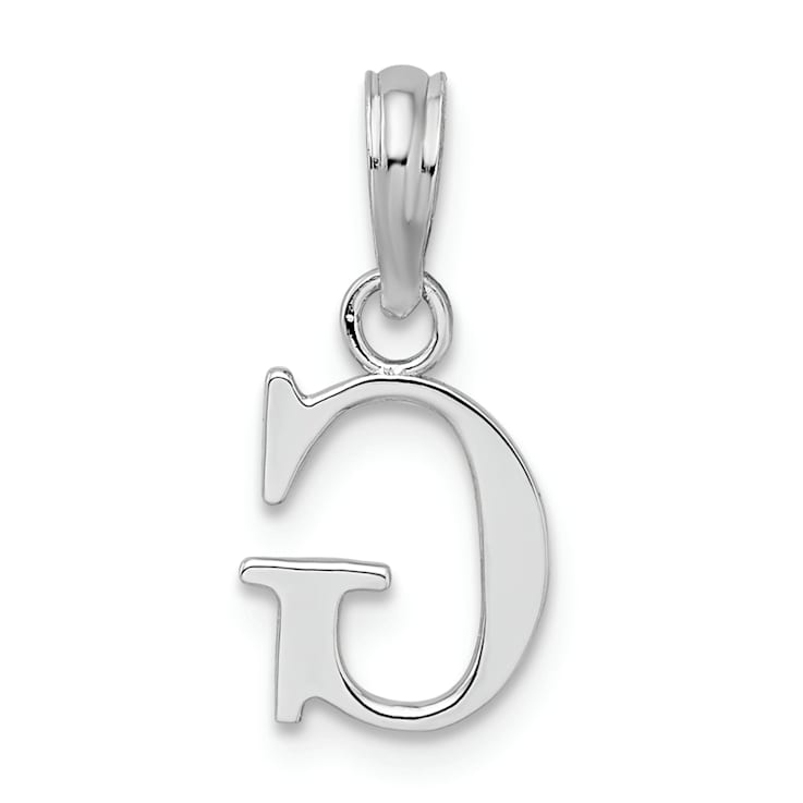 Sterling Silver Polished Block Initial -G- Pendant