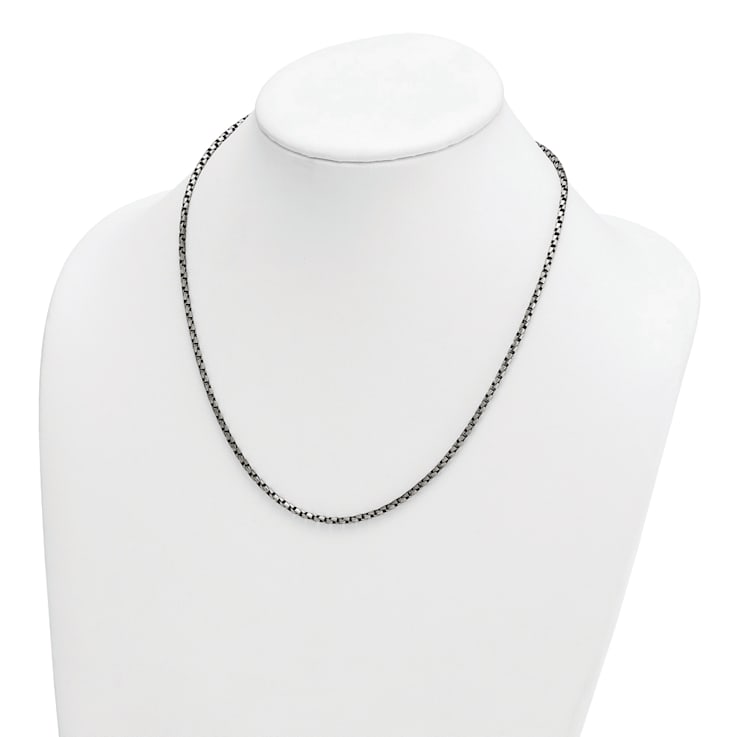 Sterling Silver Antiqued and Satin 2.5mm Twisted Box 16 inch Chain