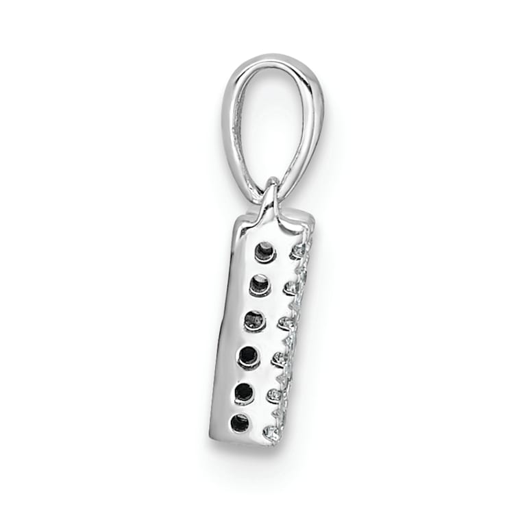 14K White Gold Diamond Letter M Initial with Bail Pendant