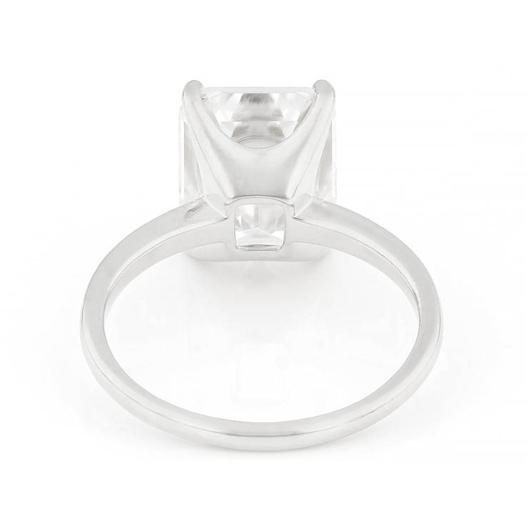 Large Emerald-Cut Moissanite Solitaire Ring In Sterling Silver