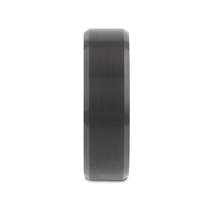 ELISE Black Tungsten Ring with Polished Beveled Edges and Brush Finished
Center 7mm