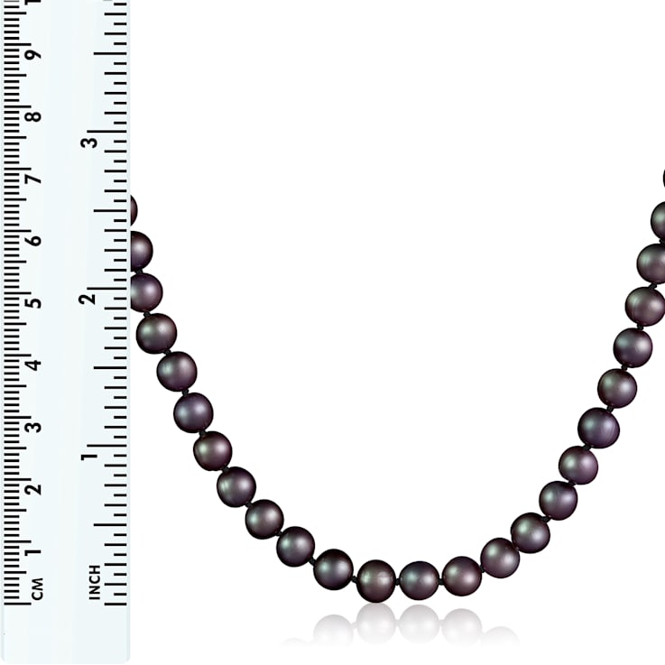 7-8mm Black Cultured Freshwater Pearl endless Necklace