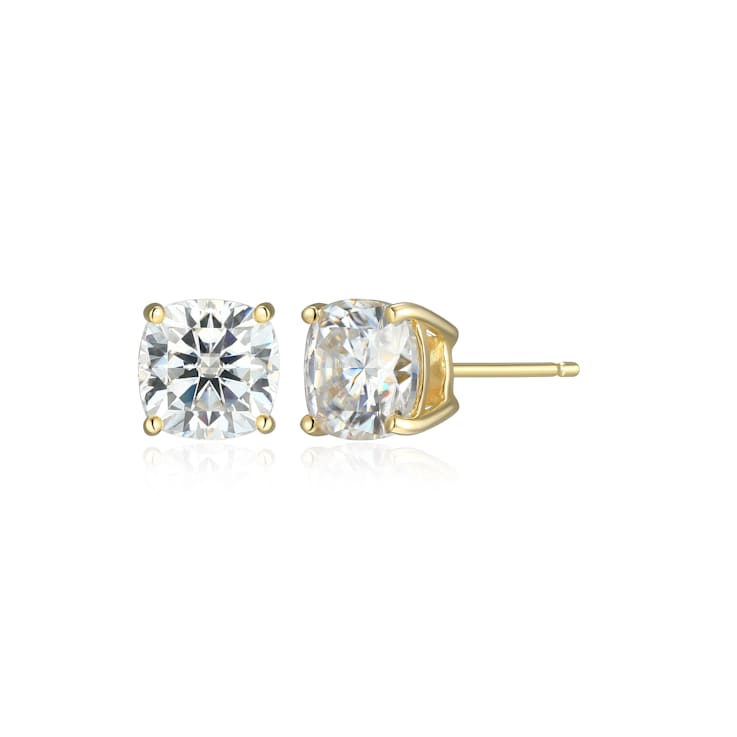 Square Cushion Cut Moissanite 14k Yellow Gold Over Silver Stud Earrings
2.60ctw DEW