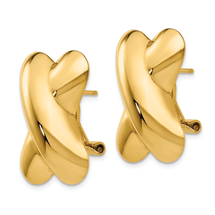 14k Yellow Gold Polished X Stud Earrings