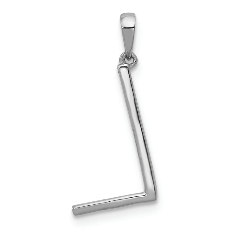 Rhodium Over 14K White Gold Diamond Letter L Initial Pendant