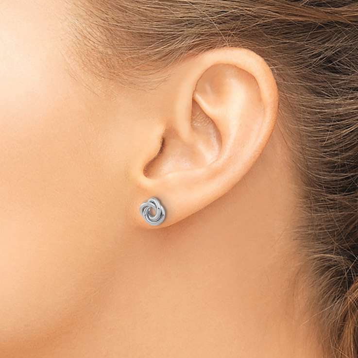 Rhodium Over 14k White Gold Polished 8mm Love Knot Stud Earrings