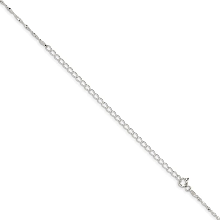 Sterling Silver 1.4mm Singapore Chain with 4-inch Extension Necklace