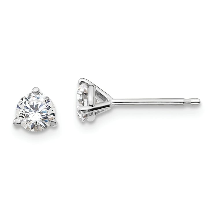 Rhodium Over 14K Gold Certified Lab Grown Diamond 1/2ct. VS/SI GH+, 3
Prong Stud Earrings