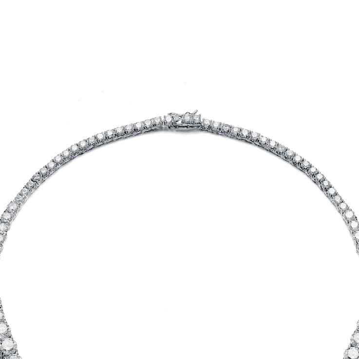 CZ Tennis Necklace In Sterling Silver 16 Inch