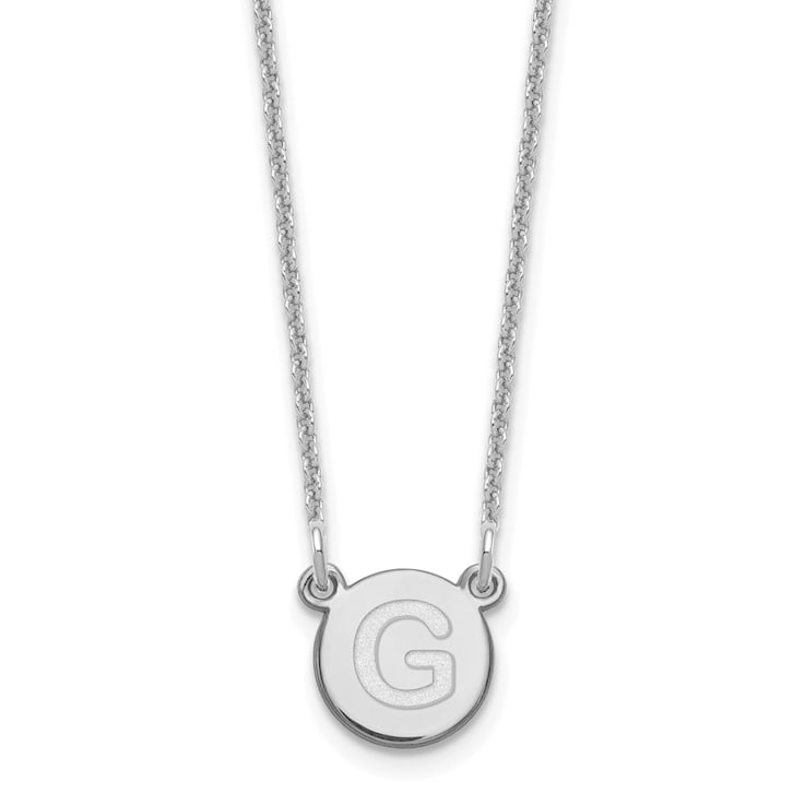 Rhodium Over 14k White Gold Tiny Circle Block Letter G Initial Pendant
Cable Link 18 Inch Necklace