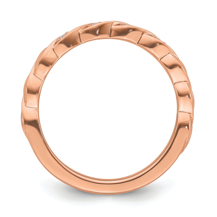 14K Rose Gold Stackable Expressions Diamond Twist Ring 0.04ctw