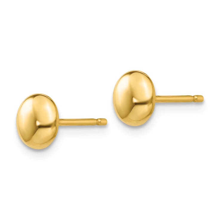 14k Yellow Gold Polished 6mm Button Earrings