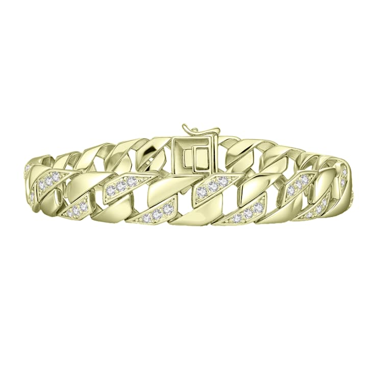 CZ Pave Classic Chain Bracelet In 14K Gold Over Sterling Silver