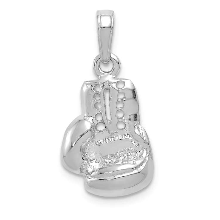 Rhodium Over 14k White Gold Textured Large Boxing Glove Charm