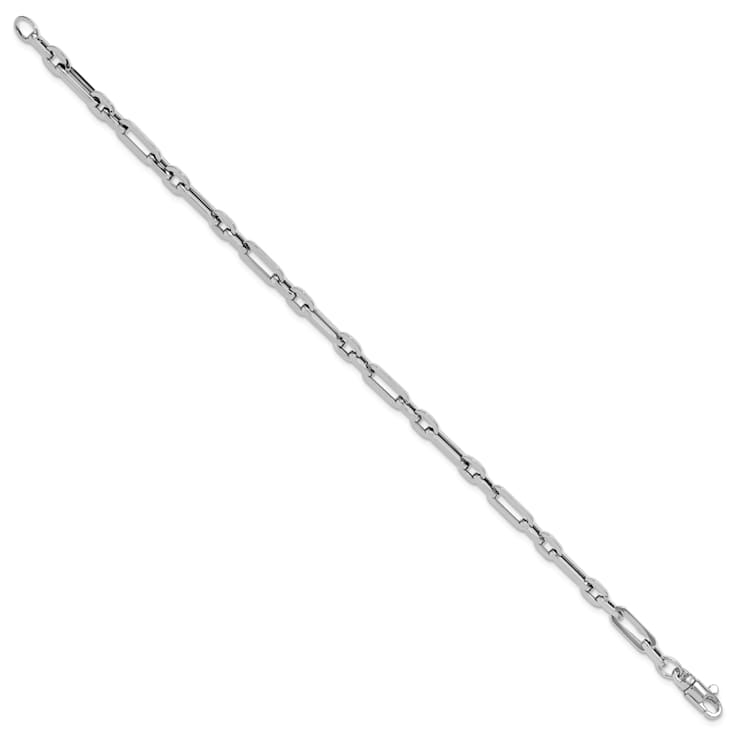 Rhodium Over 14K White Gold Polished Fancy Link Bracelet
