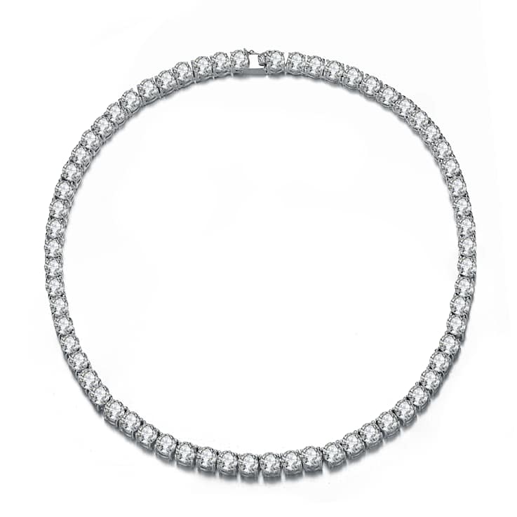 CZ Tennis Necklace In Sterling Silver 17 Inch