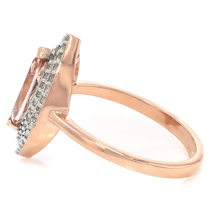 Morganite Marquise And White Zircon Ring In 18K Rose Gold Over Sterling
Silver 1.25ctw