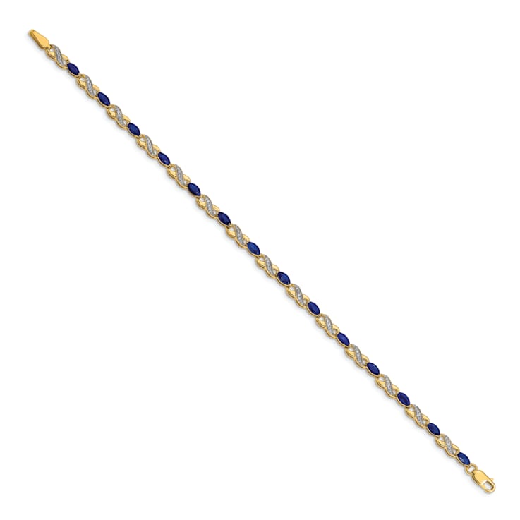 14k Yellow Gold and Rhodium Over 14k Yellow Gold Diamond and Sapphire
Infinity Bracelet