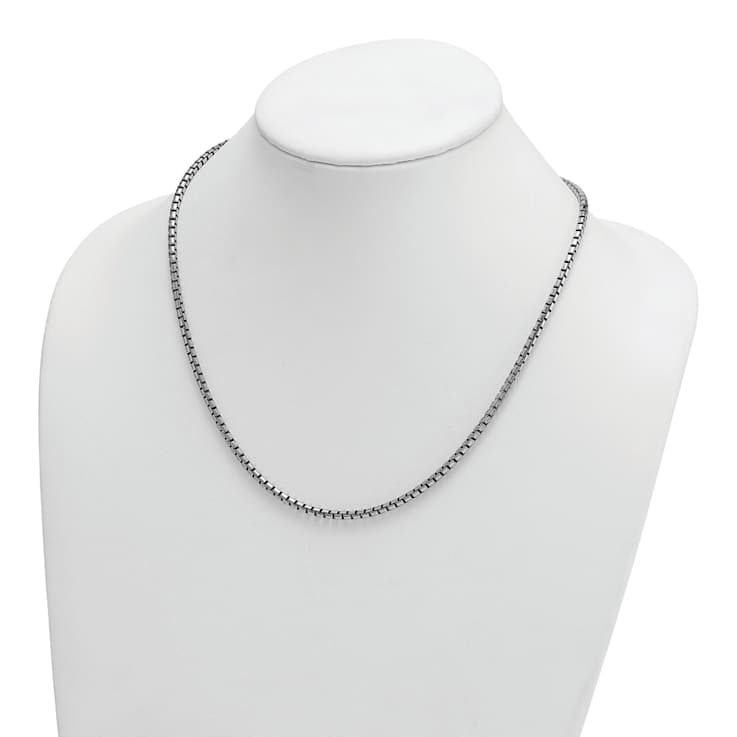 Rhodium Over Sterling Silver Polished 3.2mm Box 20 Inch Chain