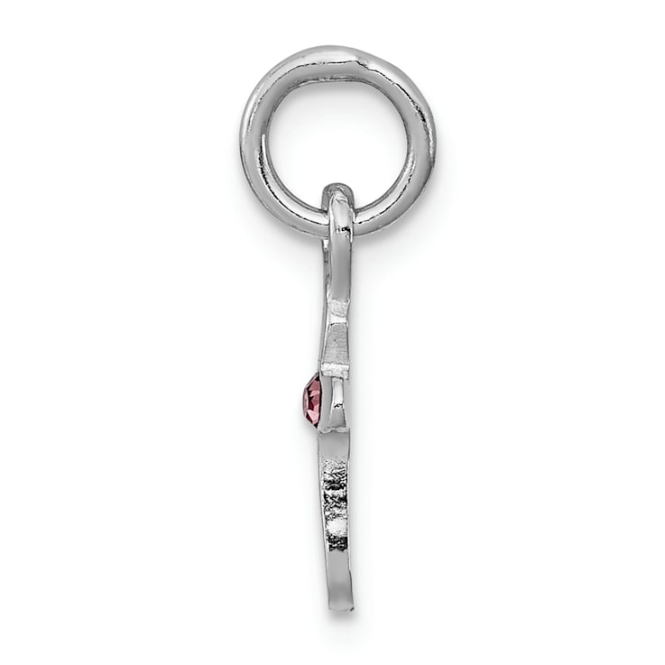 Rhodium Over Sterling Silver Child's June Preciosca Crystal Cross Pendant