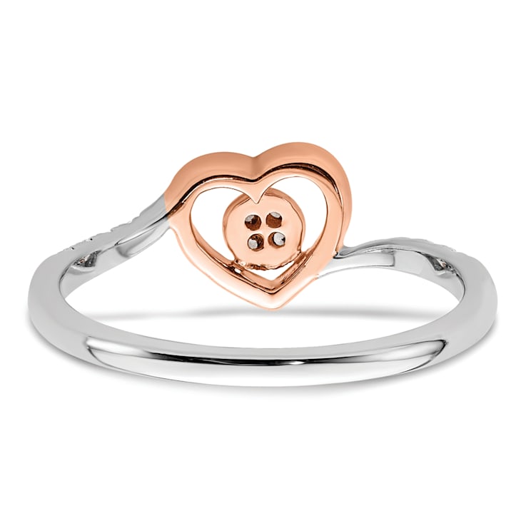 14K Two-tone White and Rose Gold First Promise Heart Cluster Diamond
Promise/Engagement Ring 0.11ctw