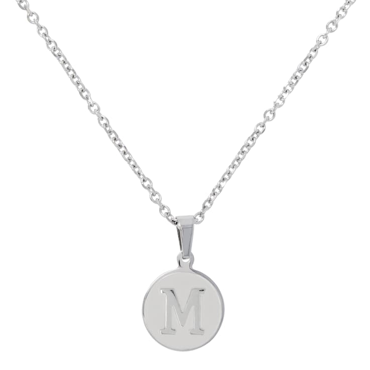 Initial M Charm Pendant Necklace In Silver-Tone