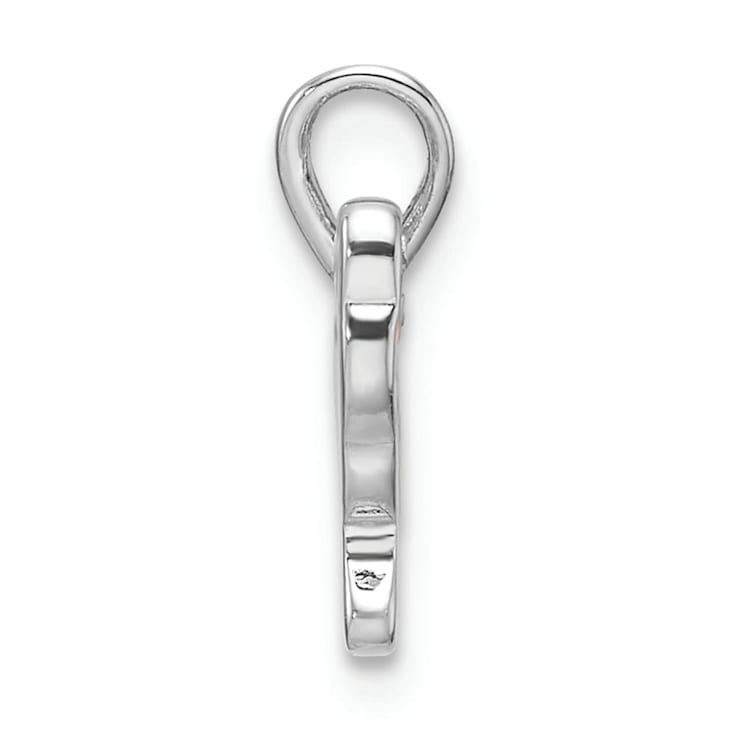 Rhodium Over Sterling Silver Pink Enamel and Cubic Zirconia Elephant
Children's Pendant