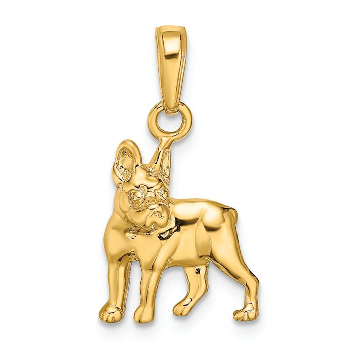 14k Yellow Gold Boston Terrier Dog Pendant