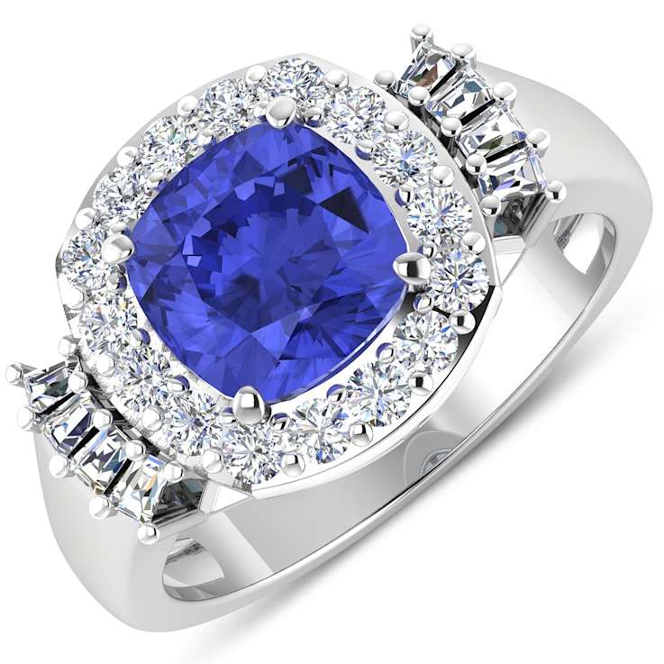 2.72ctw Violet Tanzanite and Diamond 14K White Gold Halo Ring