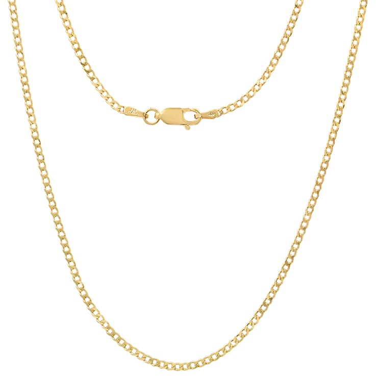 Cuban Link Chain Necklace 1.8MM In 14K Yellow Gold Over Sterling Silver
24 Inch